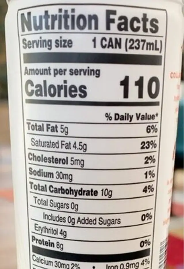 Bulletproof nutrition facts table