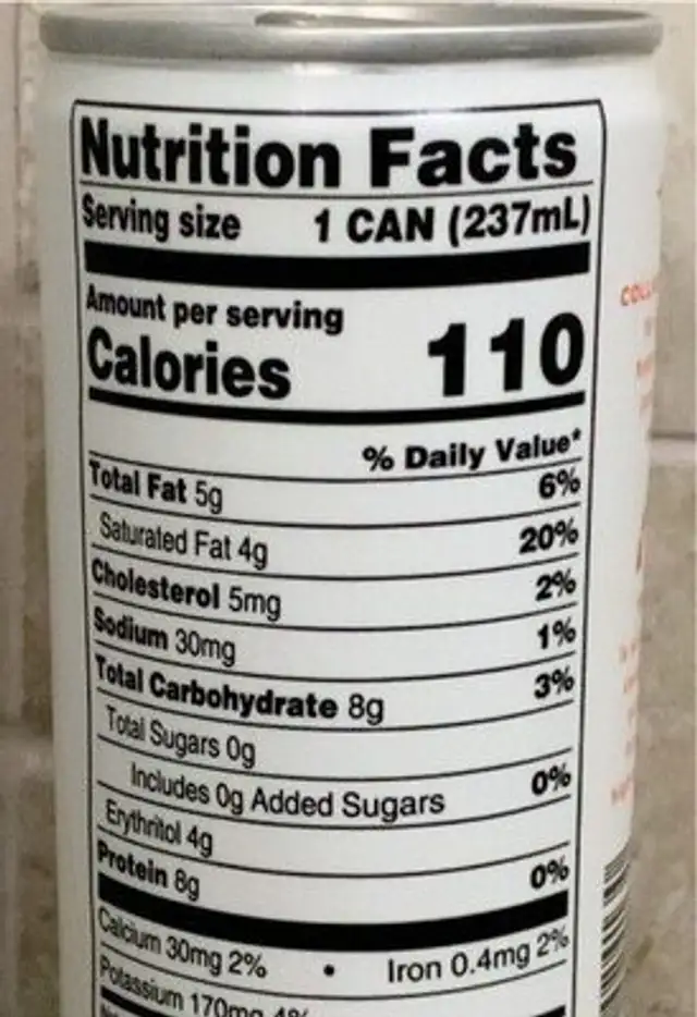 cold brew latte nutrition facts table