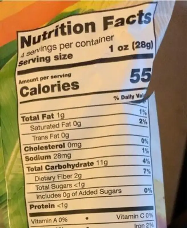 Wala wala tostones nutrition facts table