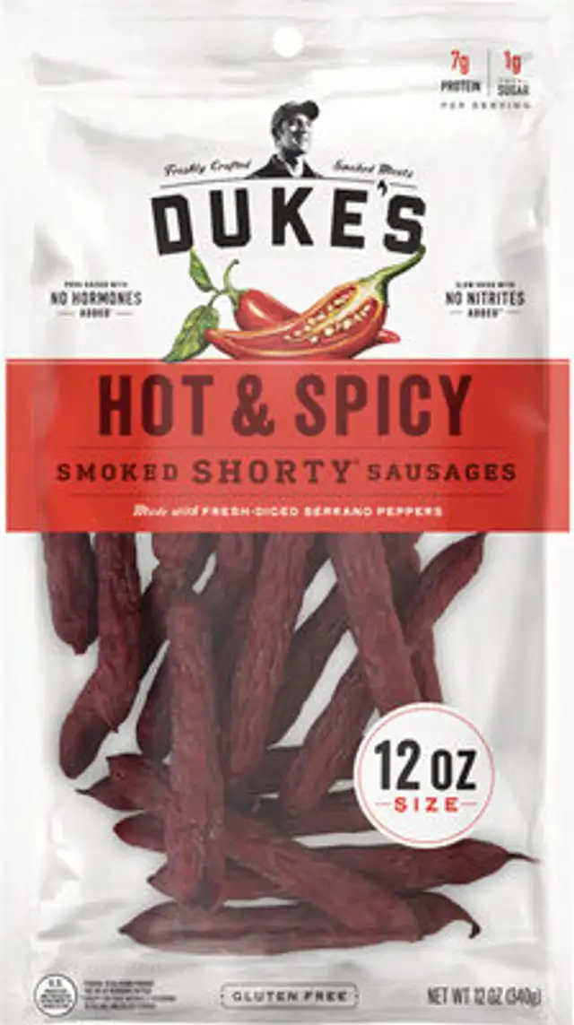 Duke's hot & spicy smoked shorty sausages
