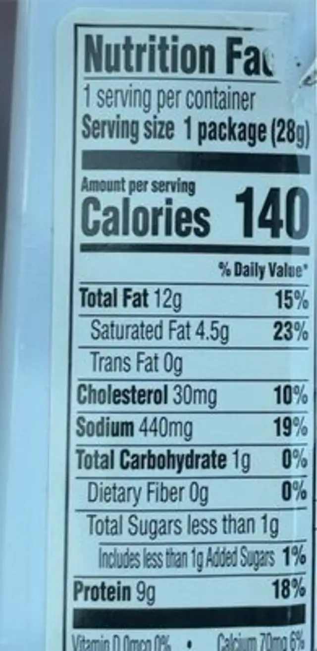 shorty smoked sausages and cheese crisps nutrition facts table