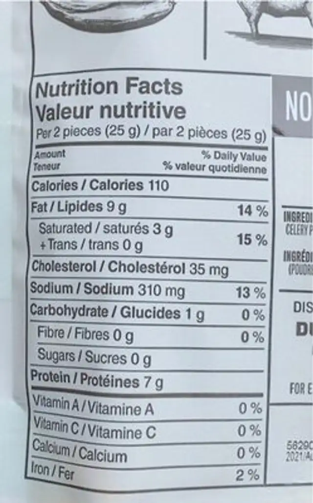 hatch green chile nutrition facts table