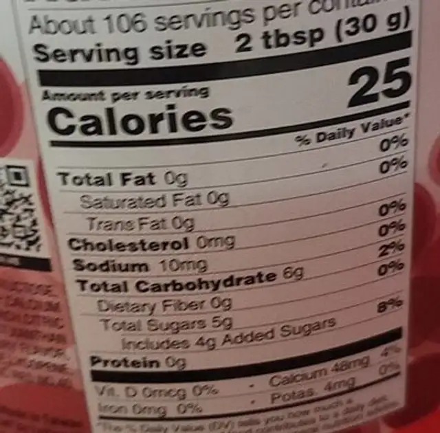 Apex popping pearls nutrition facts table