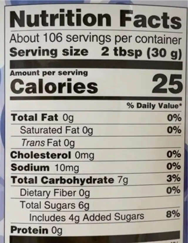Yogurt popping pearls nutrition facts table