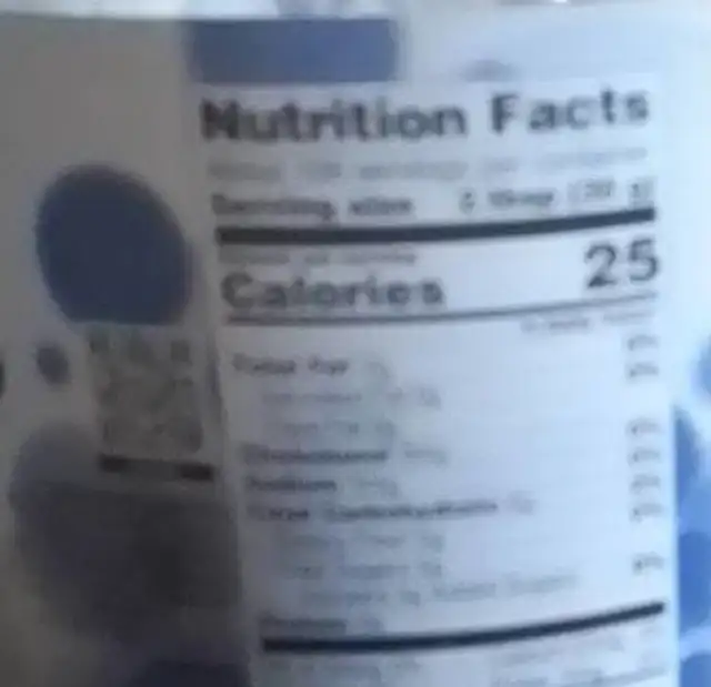 Popping pears nutrition facts table