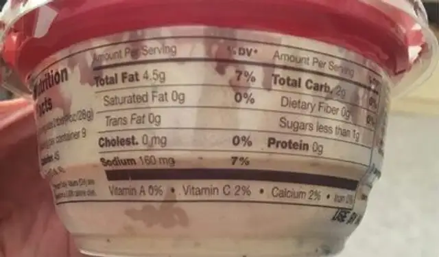 Strauss, Achla Babaganoush nutrition facts table