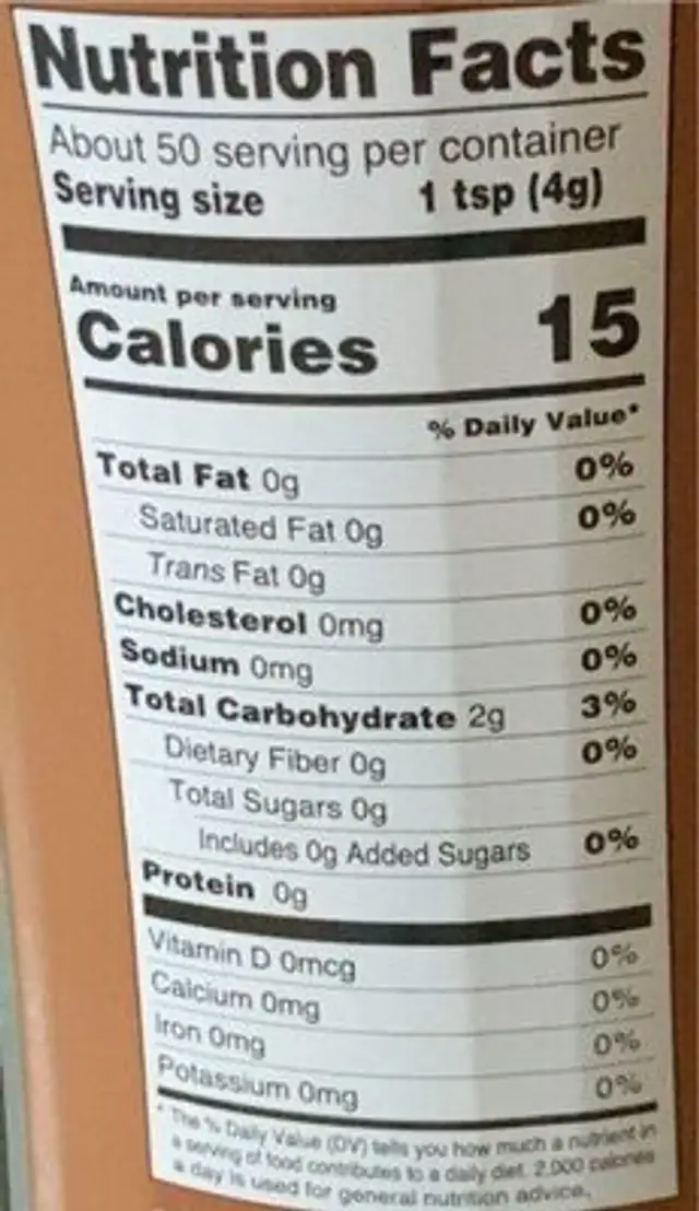 Mocha Flavored Instant Coffee Drink Mix nutrition facts table