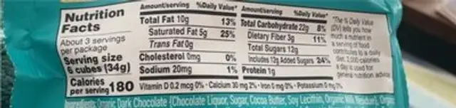 Organic chocolate wafers nutrition facts table