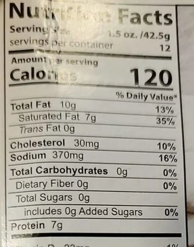 Aristaeus organic feta nutrition facts table