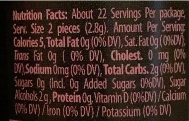 Must powermint nutrition facts table