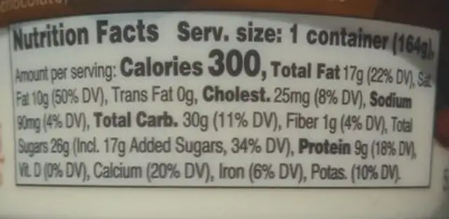 Finest Yoghurt & Crunchies nutrition facts table