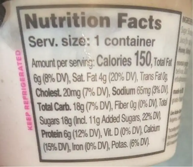 Mixed berry blended finest yoghurt nutrition facts table