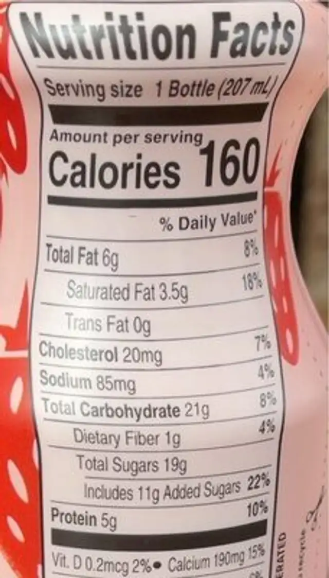Strawberry fruit somoothie nutrition facts table