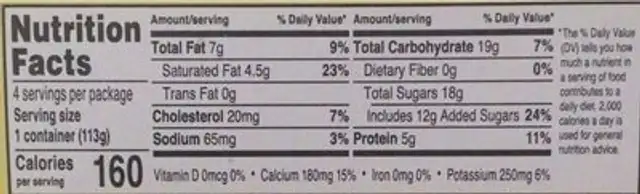 NOOSA LEMON 4 PACK nutrition facts table