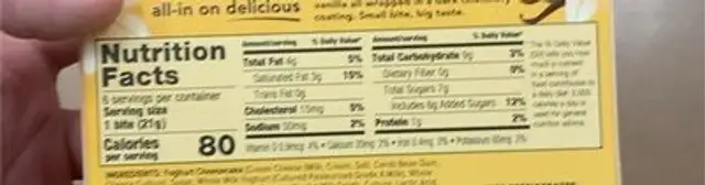 Cheesecake Bites nutrition facts table