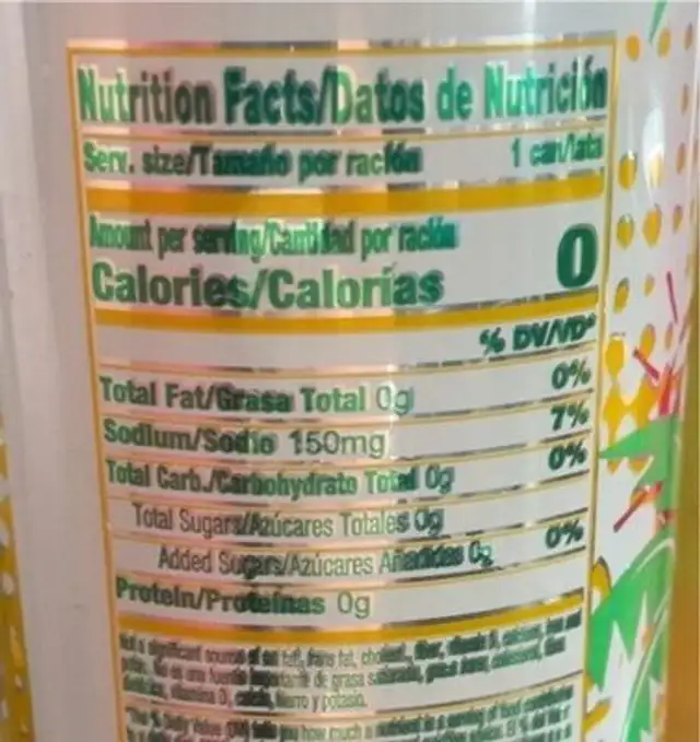 Coco rico zero azúcar nutrition facts table