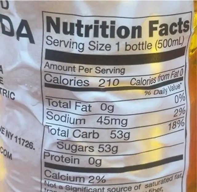 Banana soda nutrition facts table