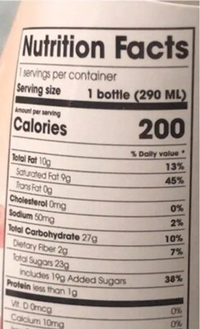 Horchata de coco strawberry nutrition facts table