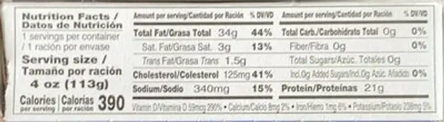 Bonito in tomato sauce nutrition facts table
