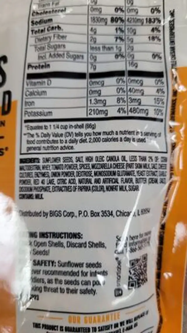 Extramostbestest pepperoni pizza sunflower seeds ingredients label