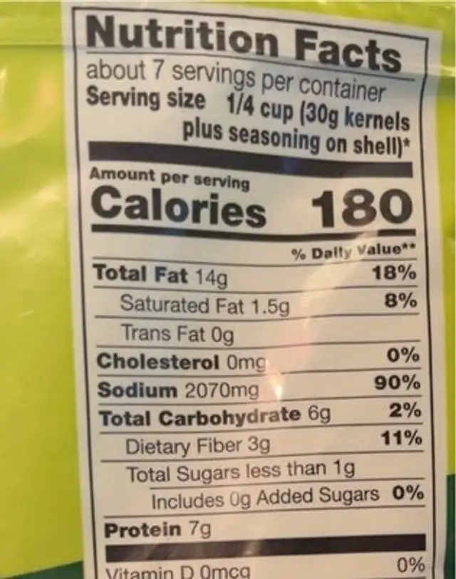 Vlasic sunflower seeds nutrition facts table
