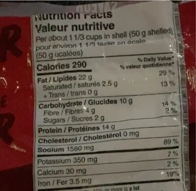 Smokey bar-b-q nutrition facts table