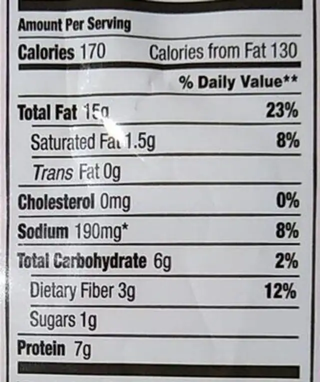 Bigs vlasic nutrition facts table