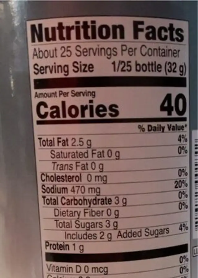 Soya Bean Curd Sauce nutrition facts table