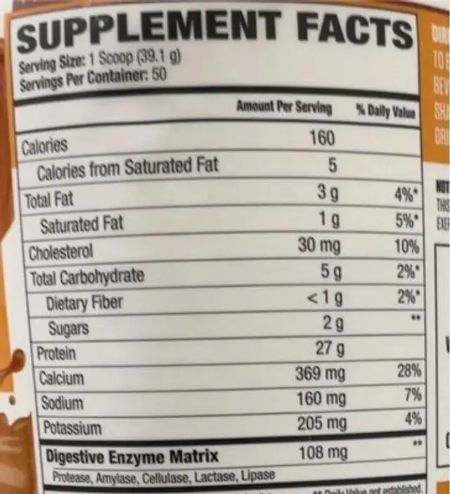 Protein advanced tri-phase nutrition facts table