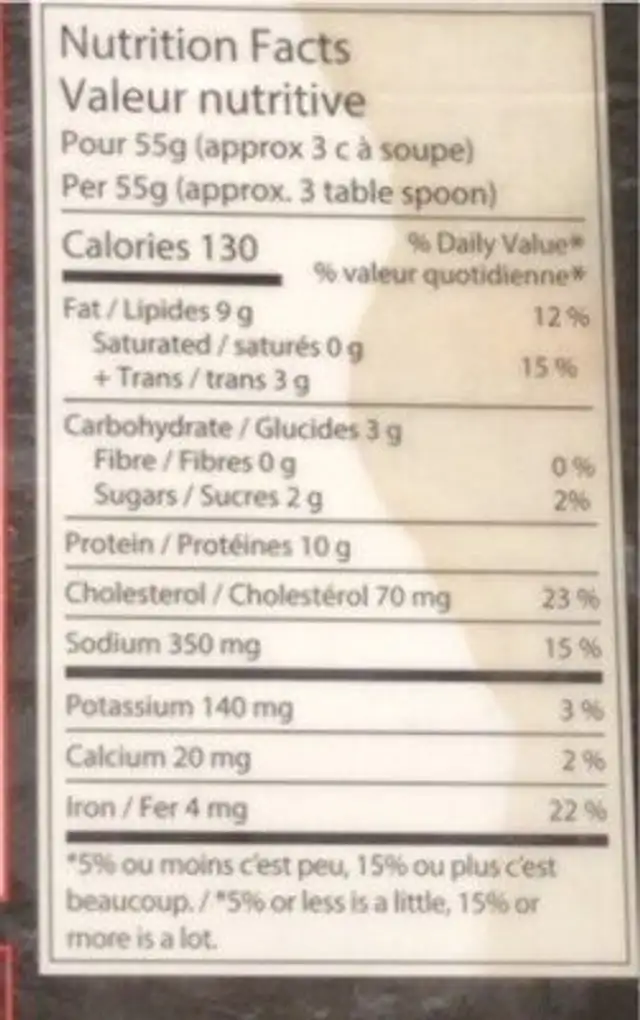 Terrine porc & bison aux canneberges nutrition facts table