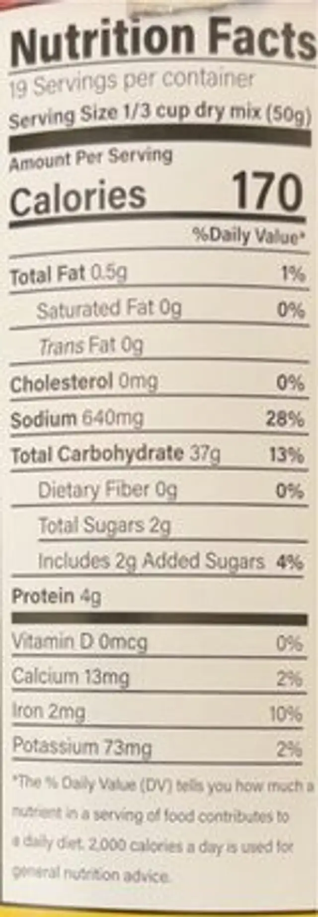 Original Waffle & Pancake Mix nutrition facts table