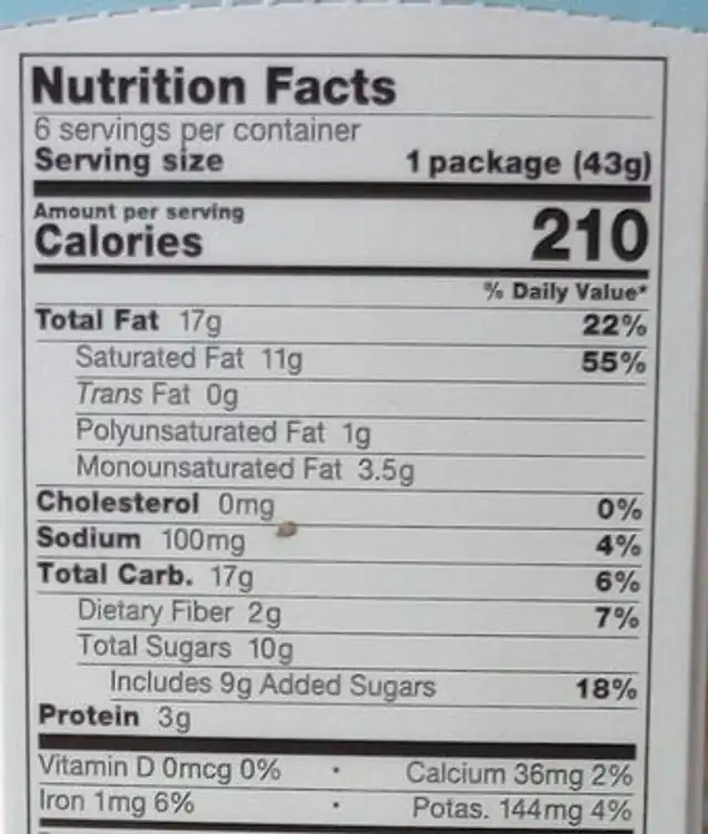 Myer Lemon Citrus Cups nutrition facts table