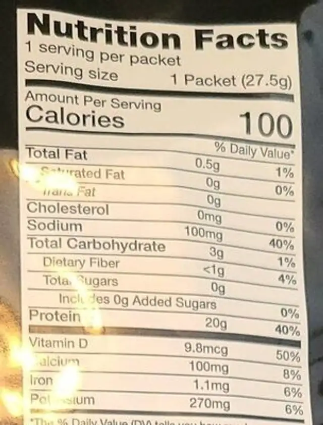 Chocolate Cocunt Drink Mix nutrition facts table