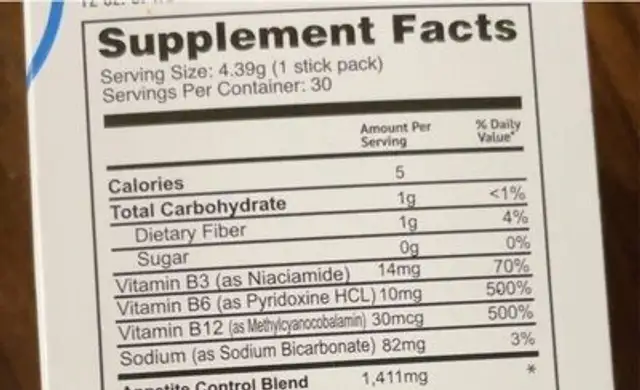 IdealBoost nutrition facts table
