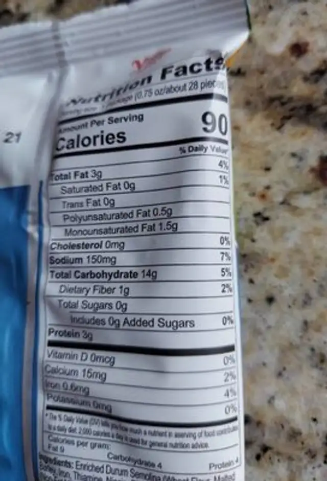 Pasta Bow Tie nutrition facts table