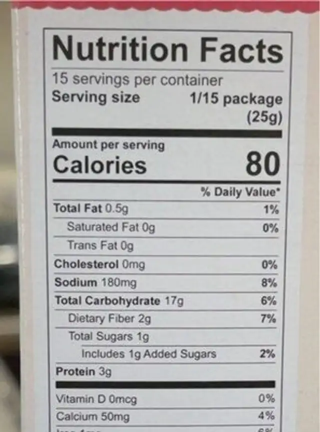 Three Cheese Garlic Biscuit Mix nutrition facts table