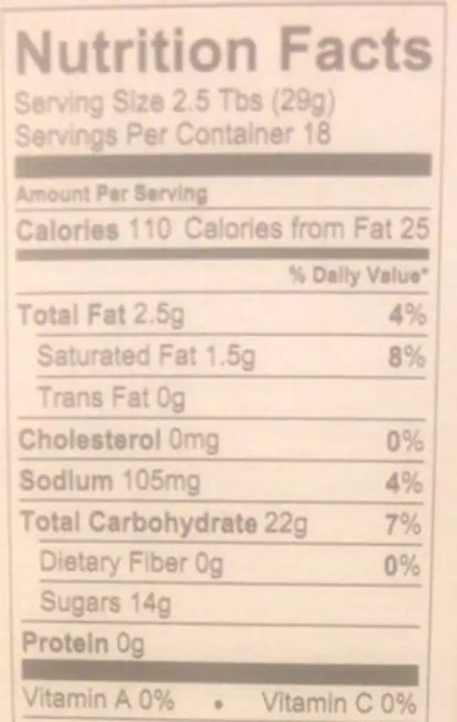Chocolate chuck cookies mix nutrition facts table