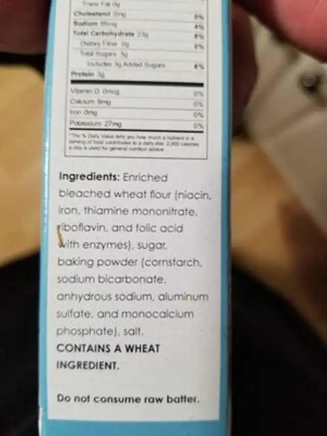Funnel cake ingredients label