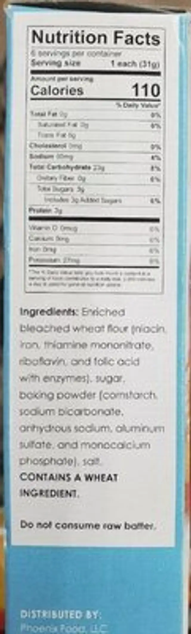 Funnel cake nutrition facts table