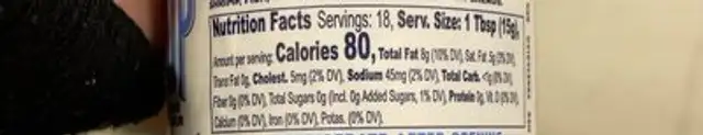Creamy street sauce nutrition facts table