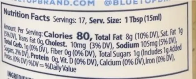 Cream Cheese Jalapeño Popper Creamy Street Dressing nutrition facts table