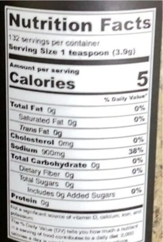 Big Lees Barbecue Raging Bull Rub nutrition facts table