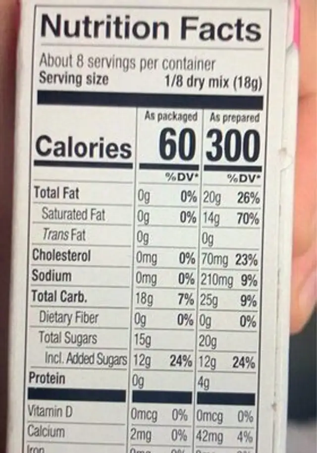 Key Lime Cheesecake dessert mix nutrition facts table