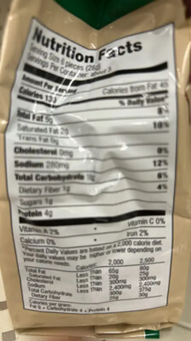 Roasted Garlic nutrition facts table
