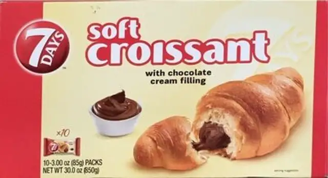 Soft croissant with chocolate cream filling