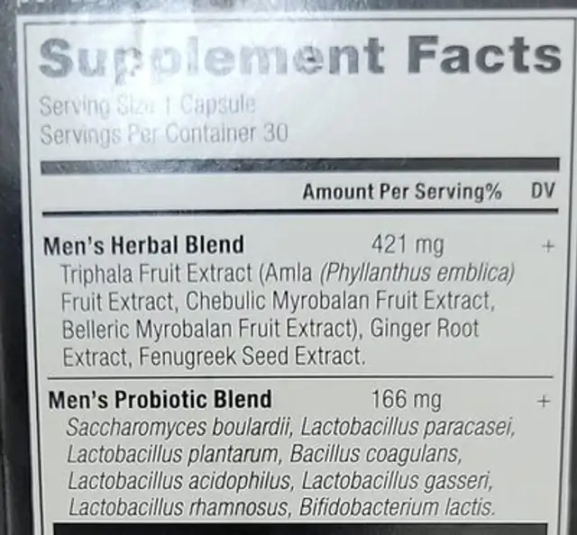 Ancient probiotics mens once daily nutrition facts table