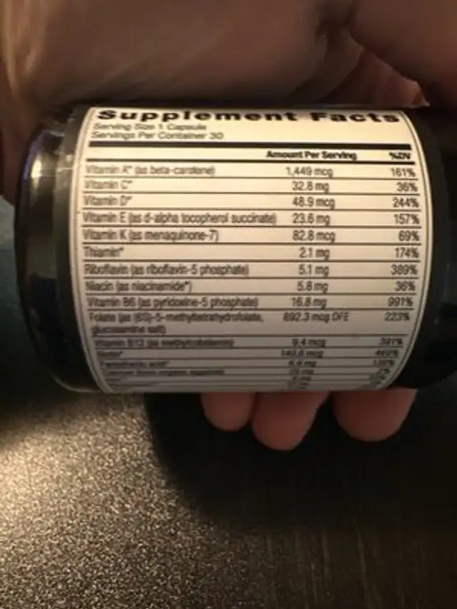 Ancient Multi Women’s Once Daily ingredients label