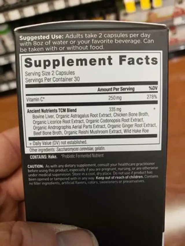 Ancient Nutrients ingredients label