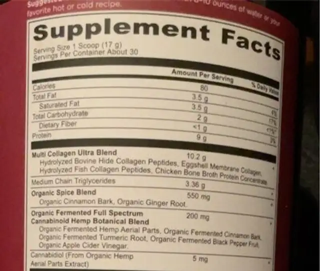 Multi collagen ultra nutrition facts table