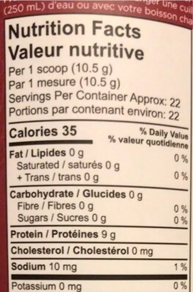 Multi collagen protein nutrition facts table